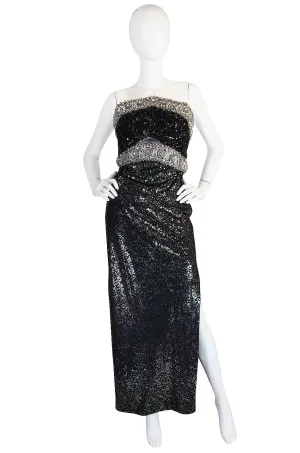 1970s Bead & Crystal Couture Galanos Gown