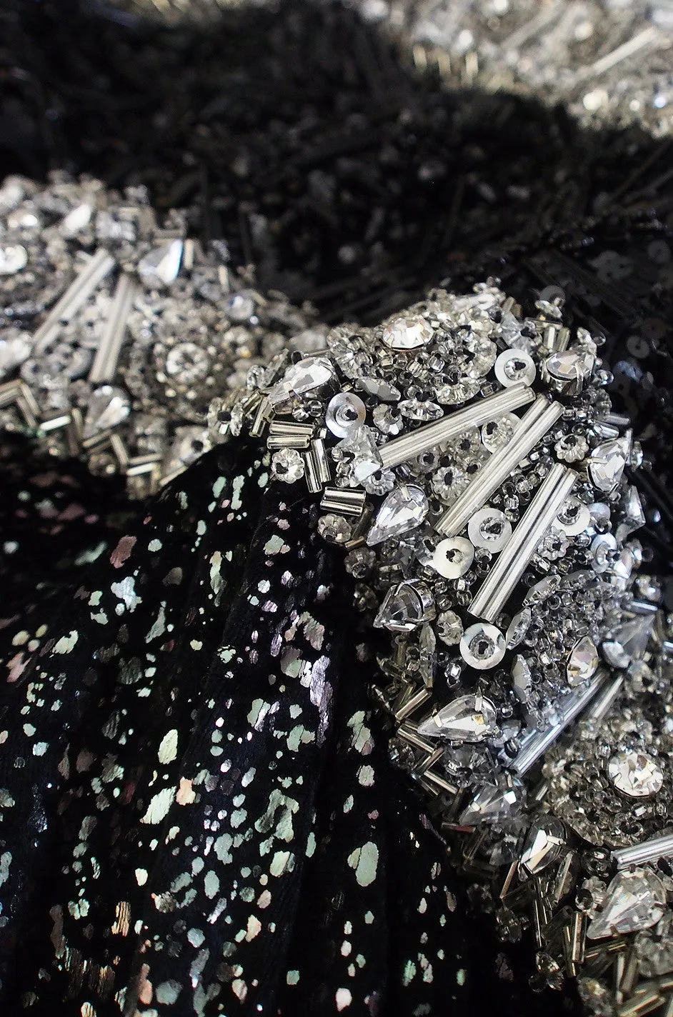 1970s Bead & Crystal Couture Galanos Gown