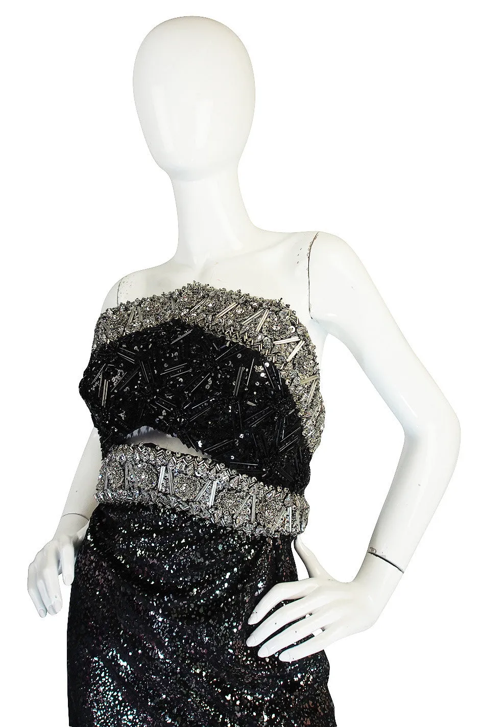 1970s Bead & Crystal Couture Galanos Gown