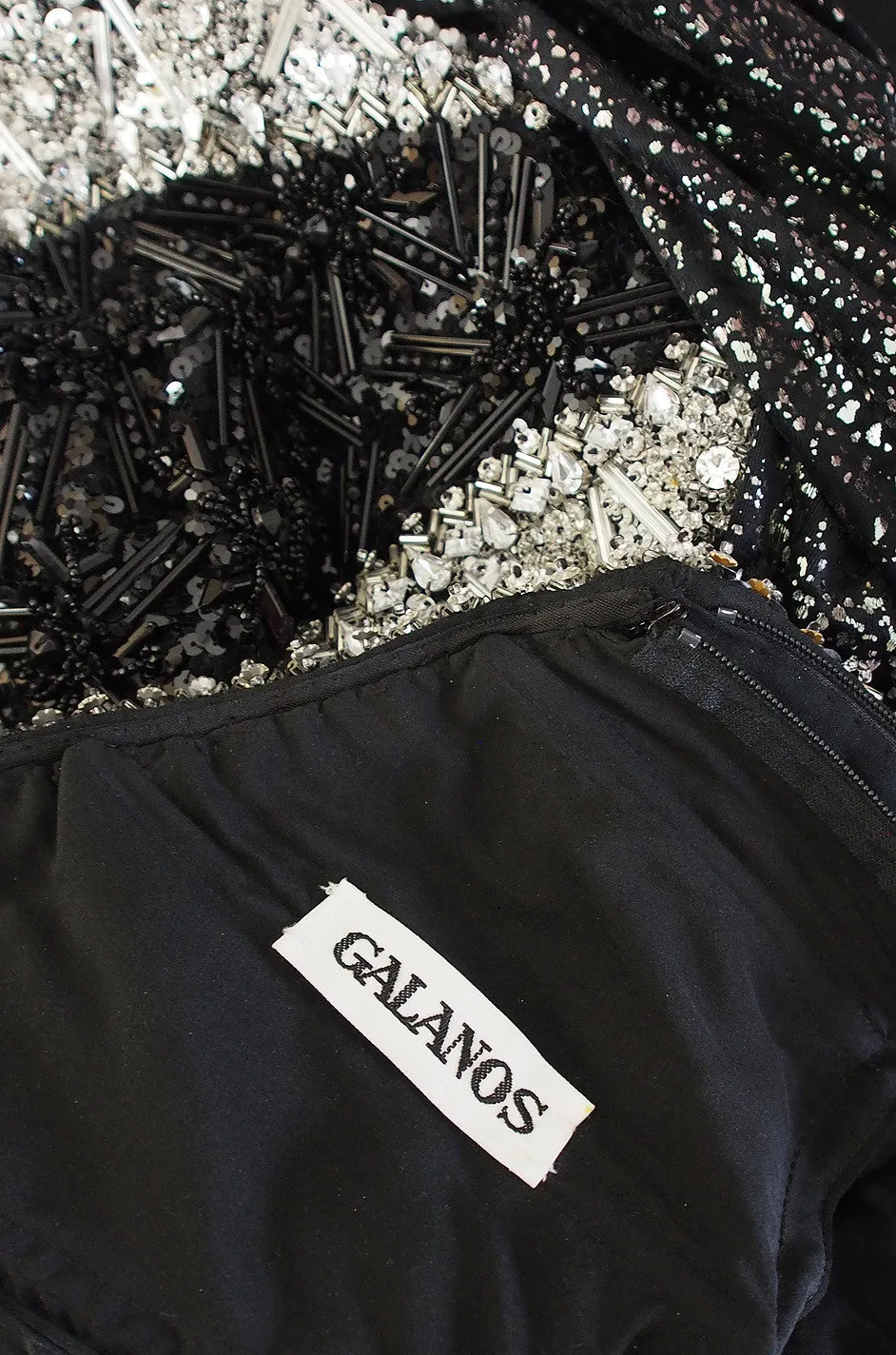 1970s Bead & Crystal Couture Galanos Gown
