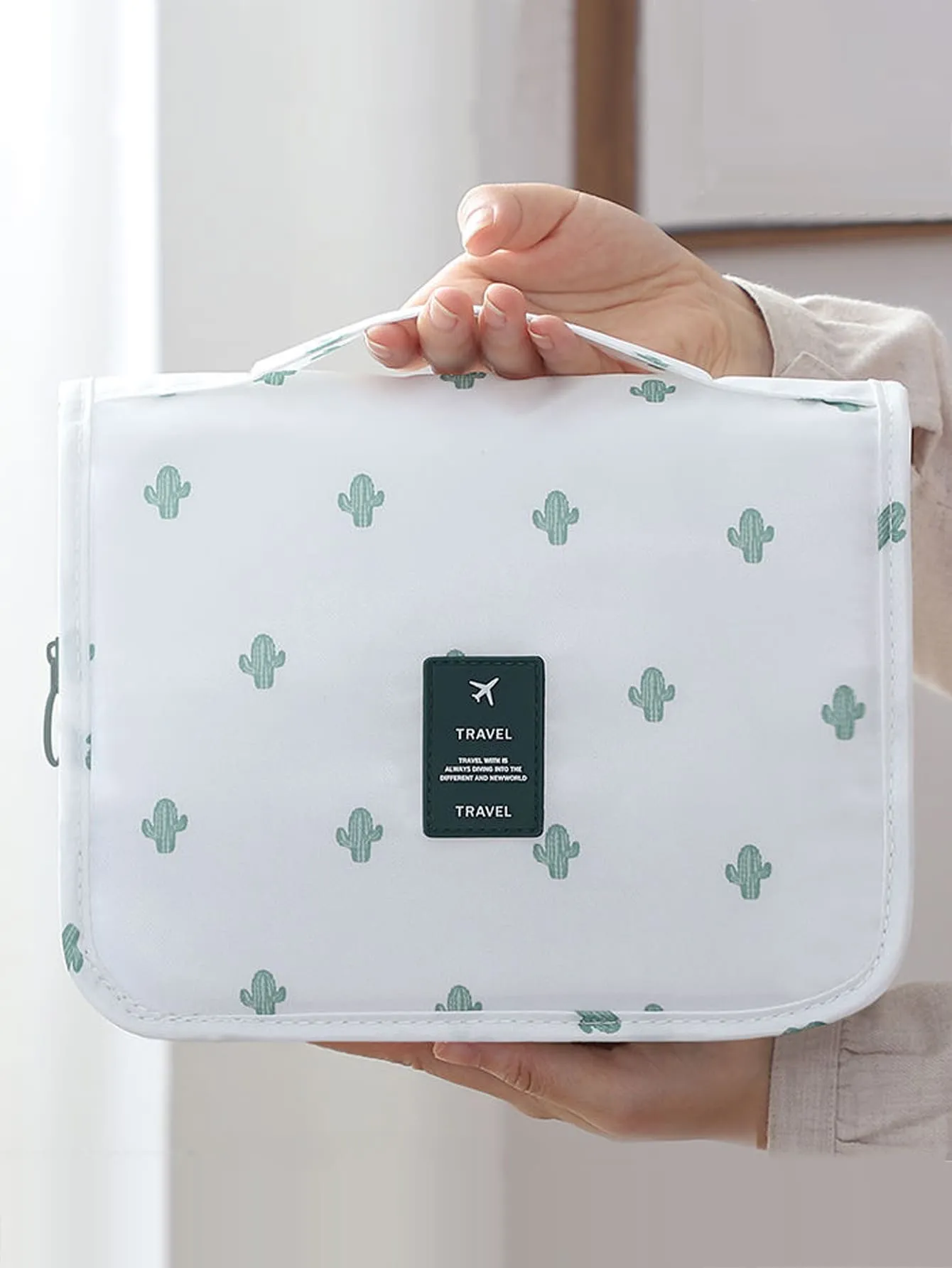 1pc Cactus Print Travel Toiletries Bag