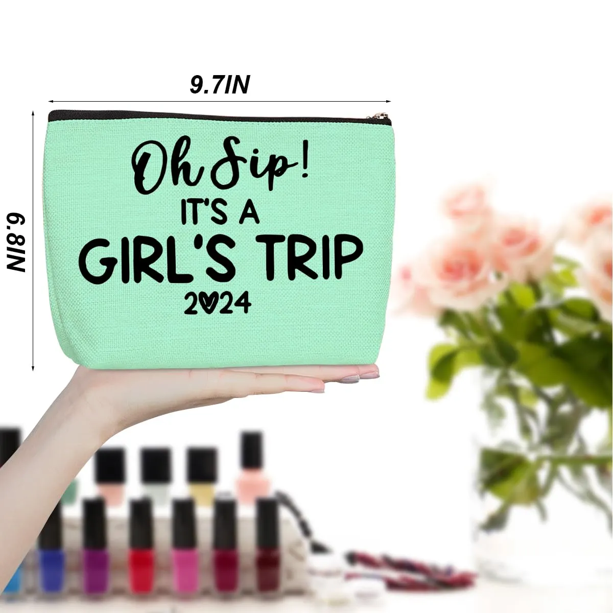 3 Pcs Girl Trip 2024 Makeup Bag Funny Girls Trip Gifts Favors Girls Weekend Gifts Weekender Bag Summer Vacation Birthday Christmas Cosmetic Bag Bachelorette Party Friendship Gifts for Women BFF Bestie