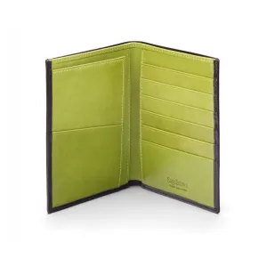 3/4 Tall Leather Bifold Wallet With 6 CC - Black With Lime