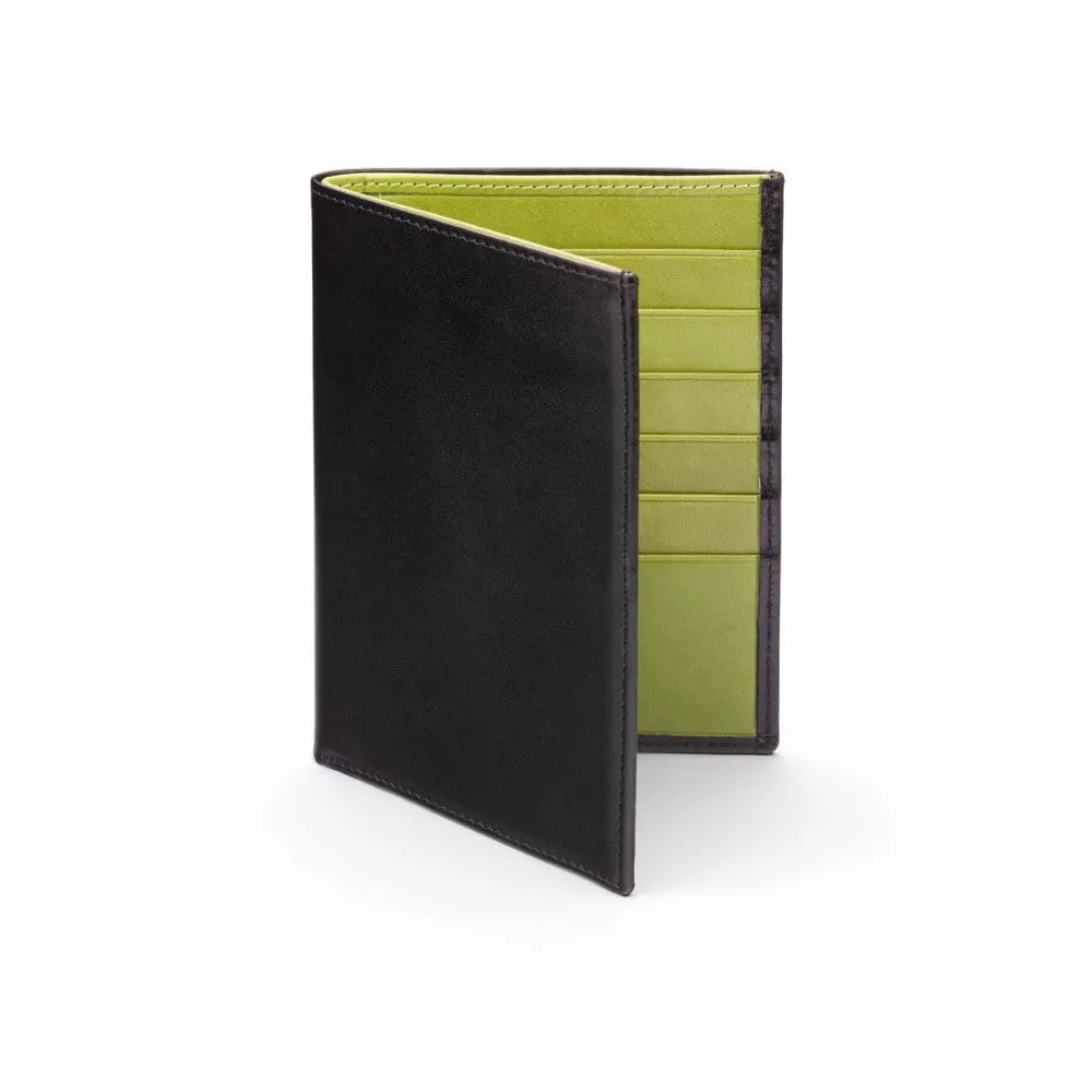 3/4 Tall Leather Bifold Wallet With 6 CC - Black With Lime