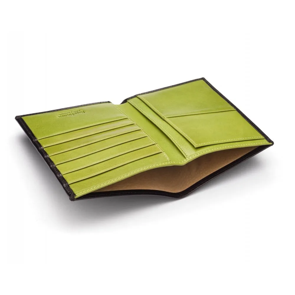 3/4 Tall Leather Bifold Wallet With 6 CC - Black With Lime