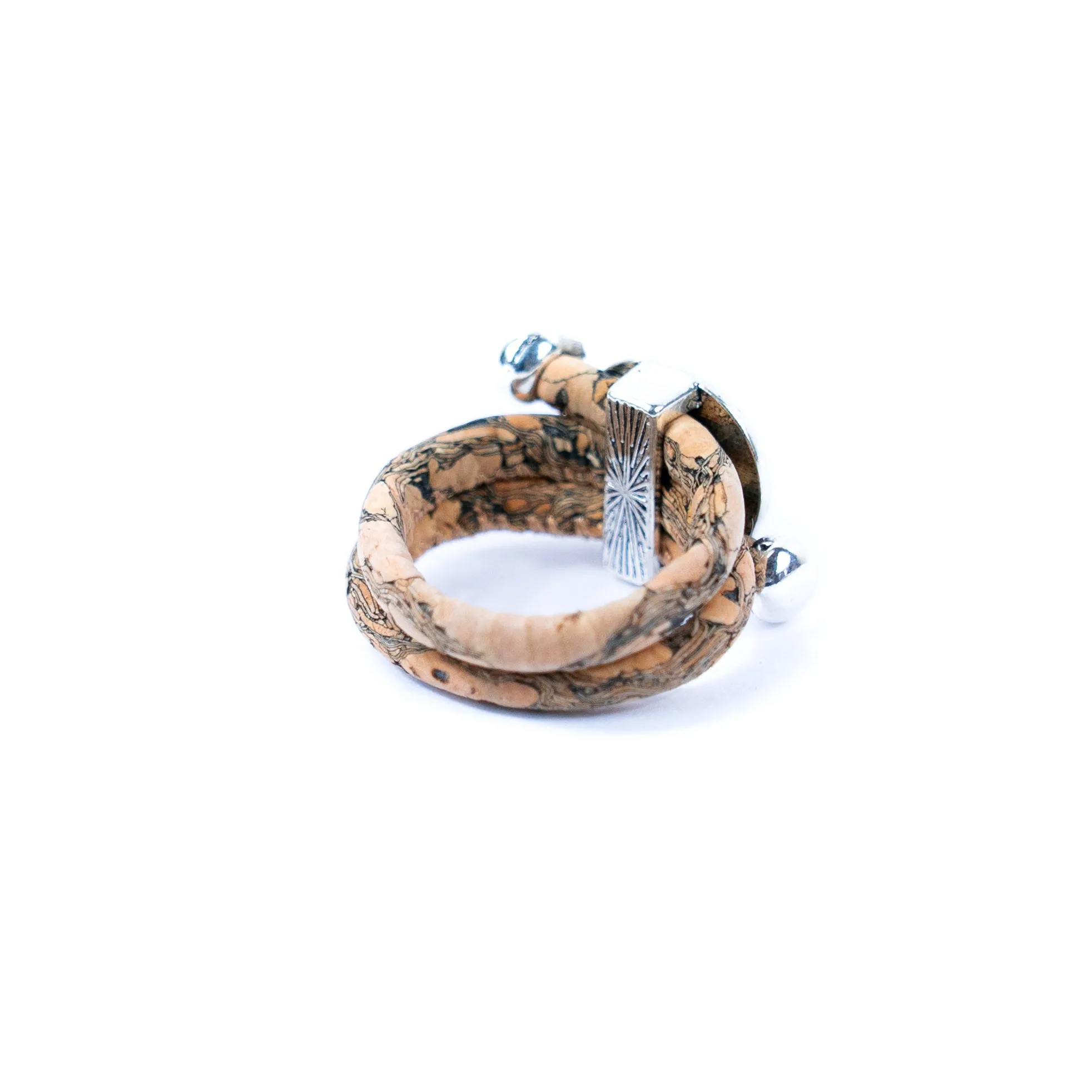 3mm Round Natural Mixed Cork Wire Handmade Women's Ring  RW-035-10