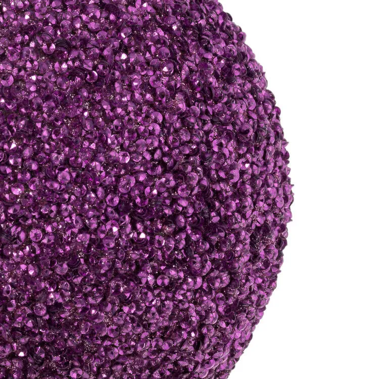 4.75" Pink Beaded Ball Ornaments with Drilled Caps 6 Per Bag