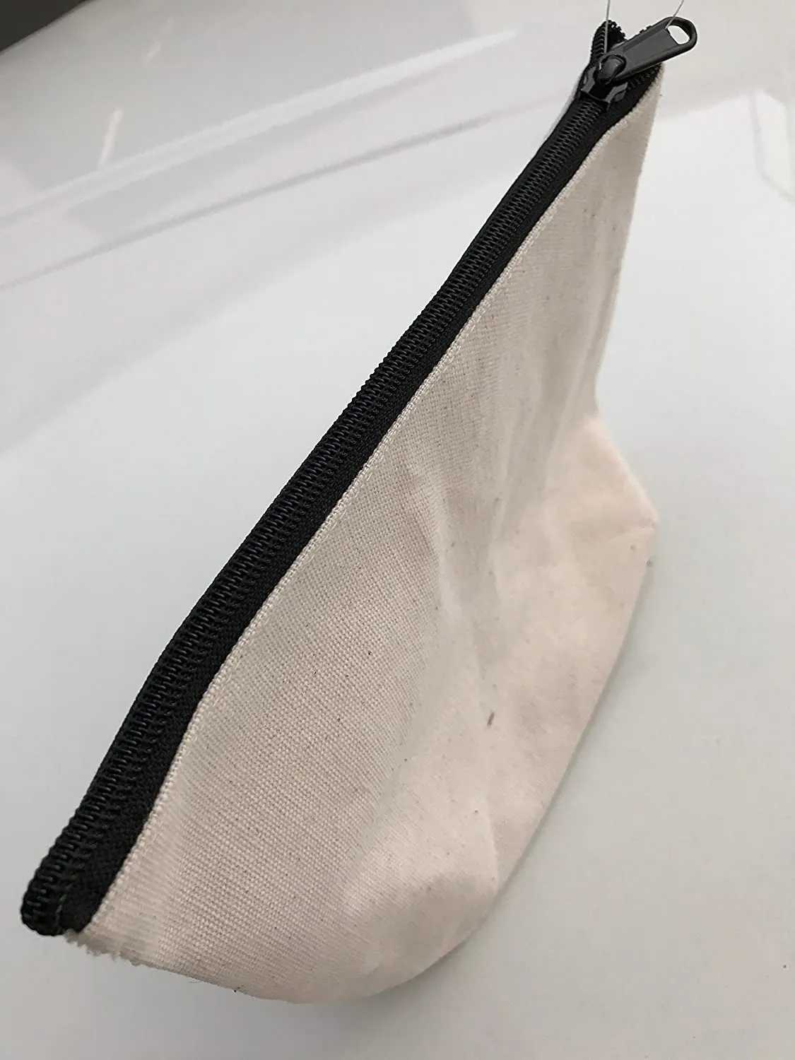 8" Canvas Fabric Zipper Pouch Bags with Gusset, Cosmetic Makeup Bags