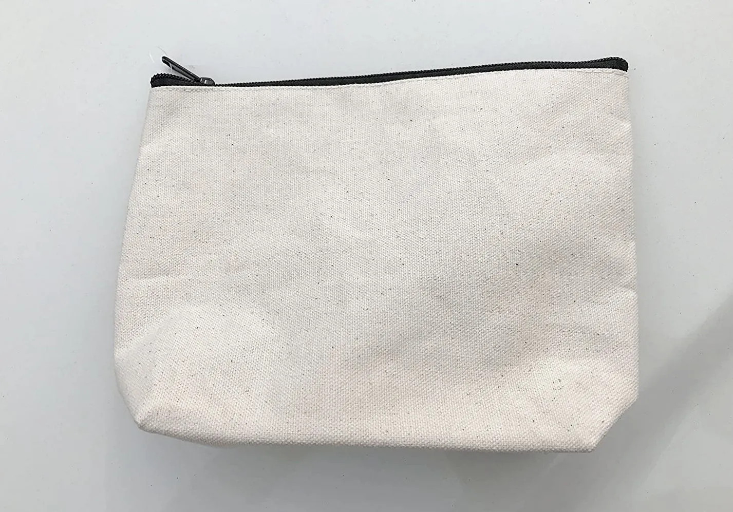 8" Canvas Fabric Zipper Pouch Bags with Gusset, Cosmetic Makeup Bags