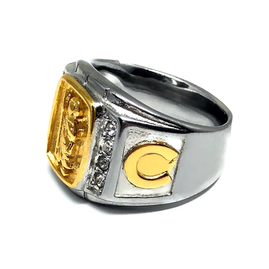 925 Silver Square White Gold CZ Diamond San Judas Ring