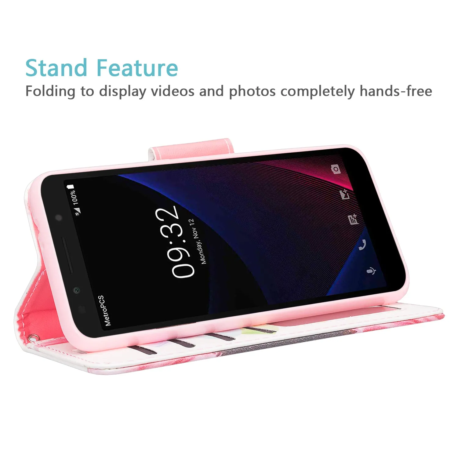 Alcatel 1x Evolve, TCL LX, Avalon V, IdealXTRA Case, Wrist Strap Magnetic Pu Leather Wallet Case [Kickstand] with ID & Credit Card Slots - Vivid Sunflower