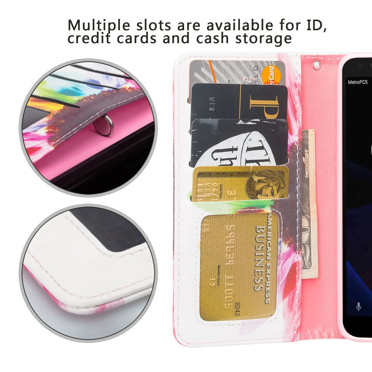 Alcatel 1x Evolve, TCL LX, Avalon V, IdealXTRA Case, Wrist Strap Magnetic Pu Leather Wallet Case [Kickstand] with ID & Credit Card Slots - Vivid Sunflower
