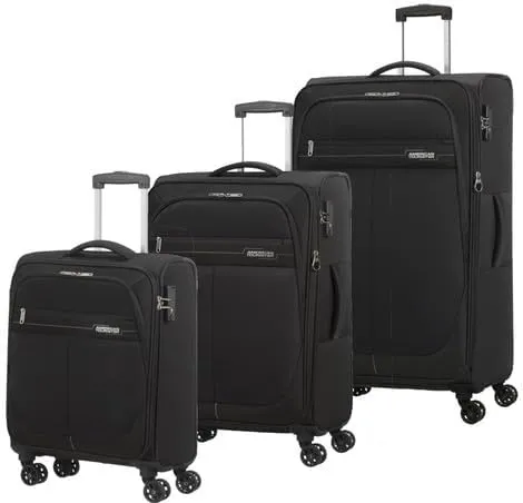 American Tourister Deep Dive- Set of 3 Expandable 4W Black
