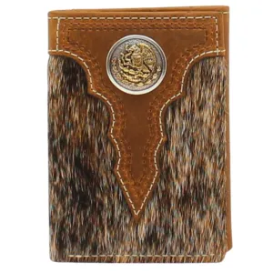 Ariat Brown Calf Hair Mexican Eagle Trifold Wallet A3548902