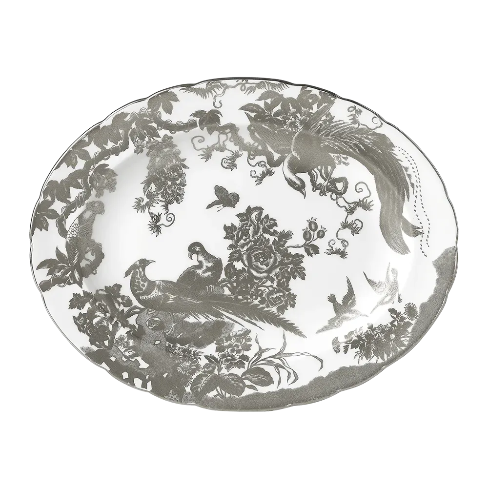 Aves Palladium - Oval Dish Large 41cm (Royal Crown Derby)