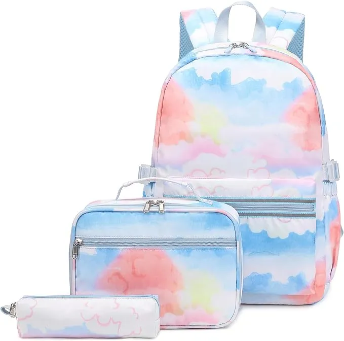 Backpack, Lunchbox & Pencil Bag Set, Blue Clouds