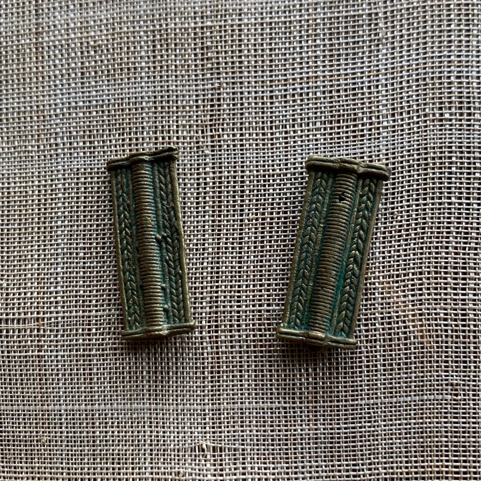 Beautiful Pair of Antique Baule Brass Beads