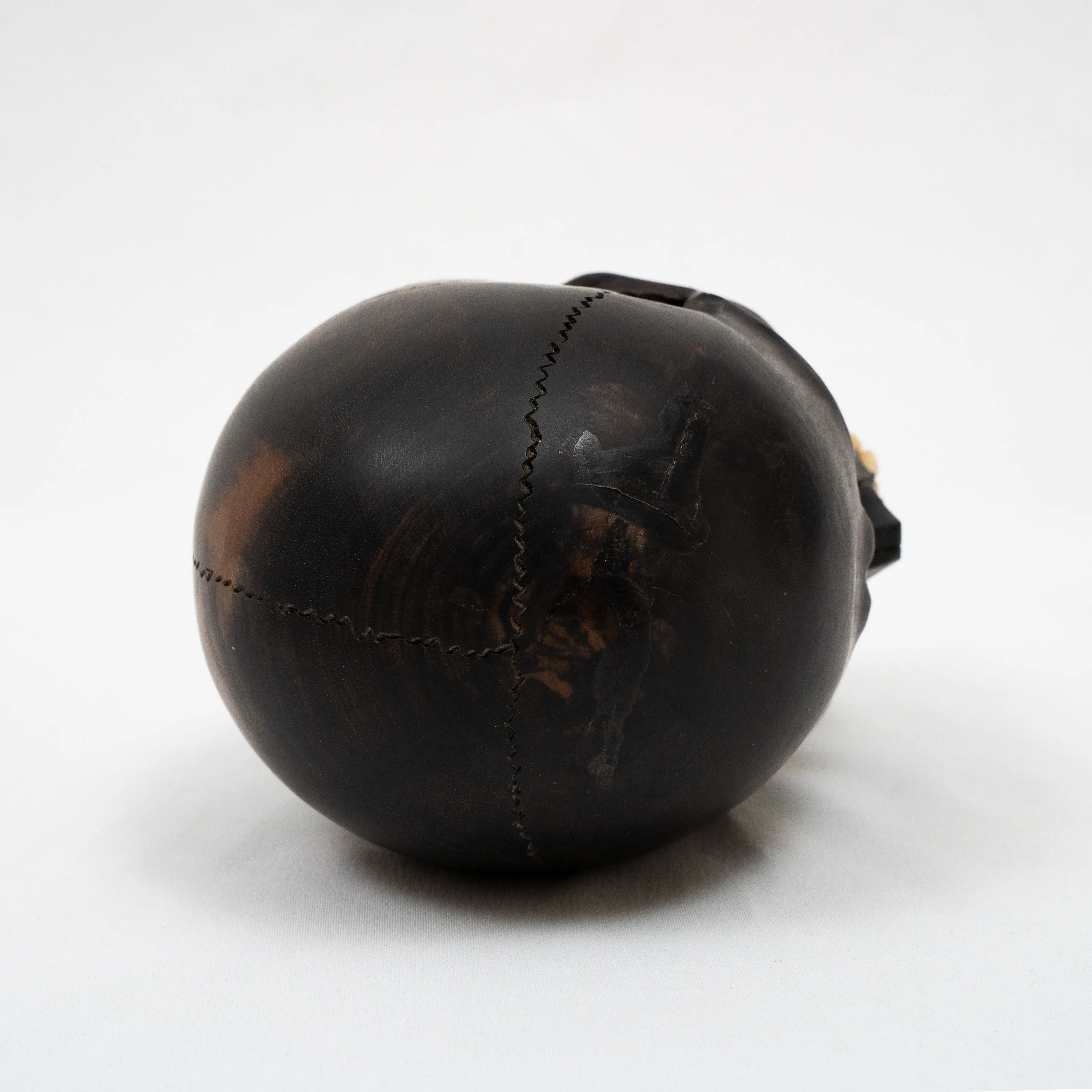 Black Ebony Wood Skull - Large 5.5" Hand Carved Human Skull Replica Skeleton Head