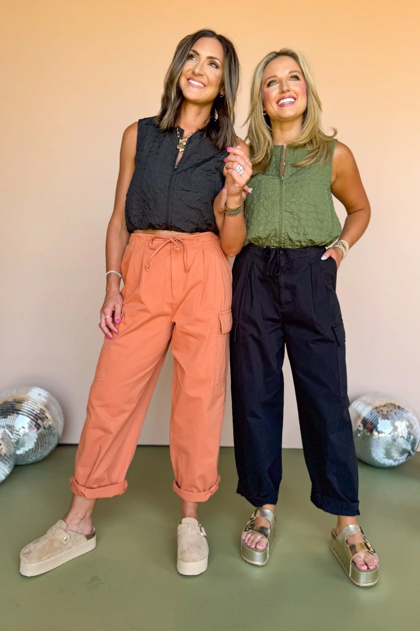 Black High Waist Drawstring Cargo Pants *FINAL SALE*