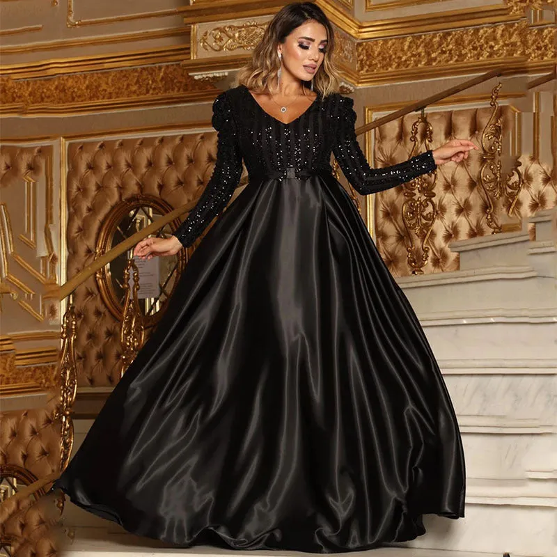 Bohemian Chic Wedding Guest Dress Deep V Swing Sexy Dress Trailing Banquet Evening Dress