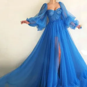 Bohemian Chic Wedding Guest Dress Off-Shoulder Mesh Long Sleeve Wedding Dress Large Swing