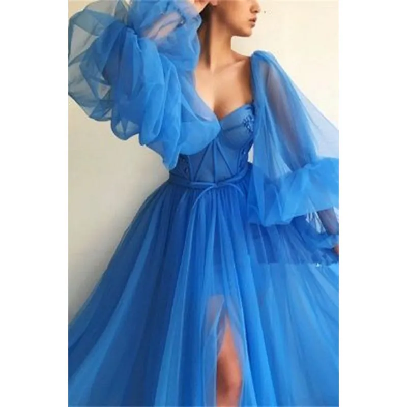 Bohemian Chic Wedding Guest Dress Off-Shoulder Mesh Long Sleeve Wedding Dress Large Swing