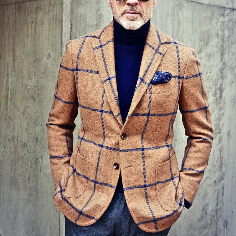 Bohemian Chic Wedding Guest Men Attire Plaid Casual Trend Blazer