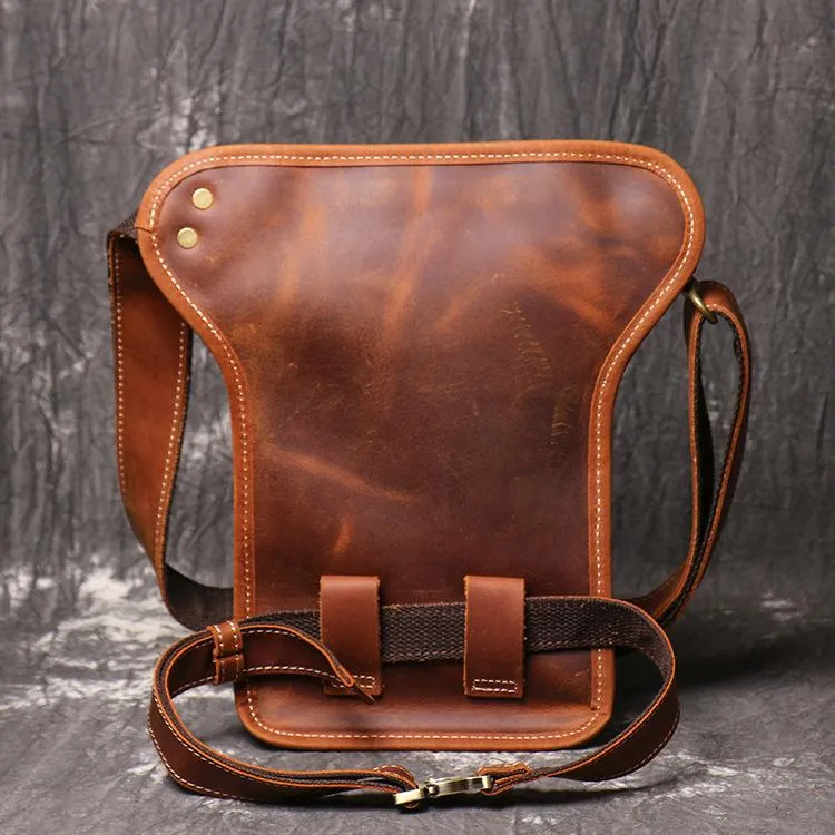 Brown MENS LEATHER FANNY PACK FOR MEN Coffee Drop Leg Bag BUMBAG WAIST BAGS
