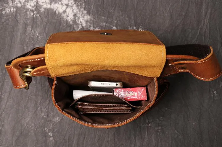 Brown MENS LEATHER FANNY PACK FOR MEN Coffee Drop Leg Bag BUMBAG WAIST BAGS