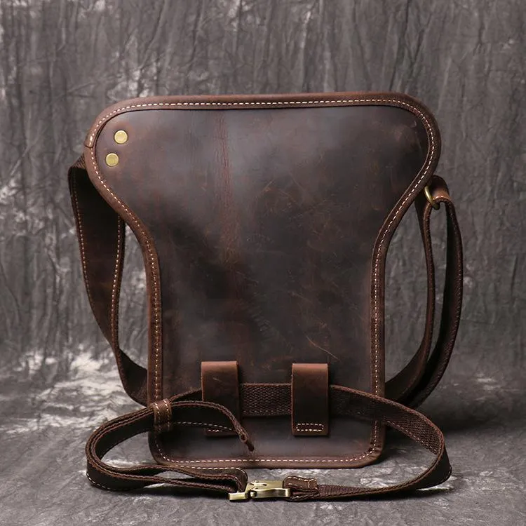 Brown MENS LEATHER FANNY PACK FOR MEN Coffee Drop Leg Bag BUMBAG WAIST BAGS
