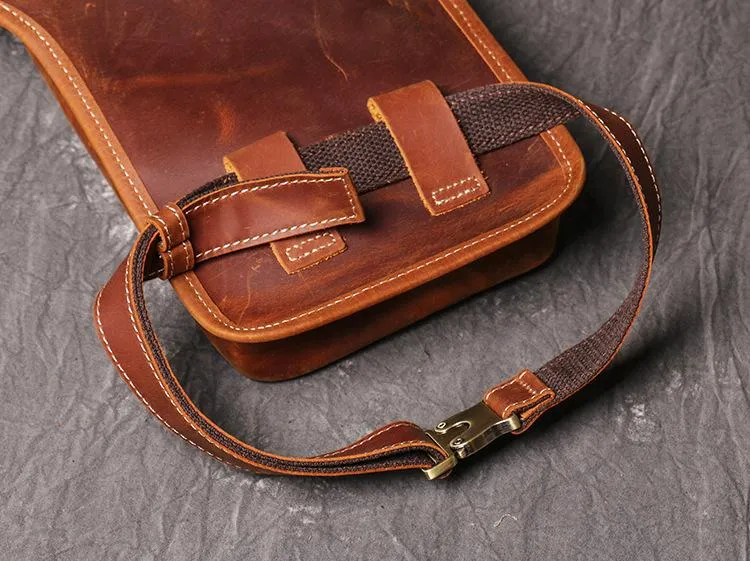 Brown MENS LEATHER FANNY PACK FOR MEN Coffee Drop Leg Bag BUMBAG WAIST BAGS