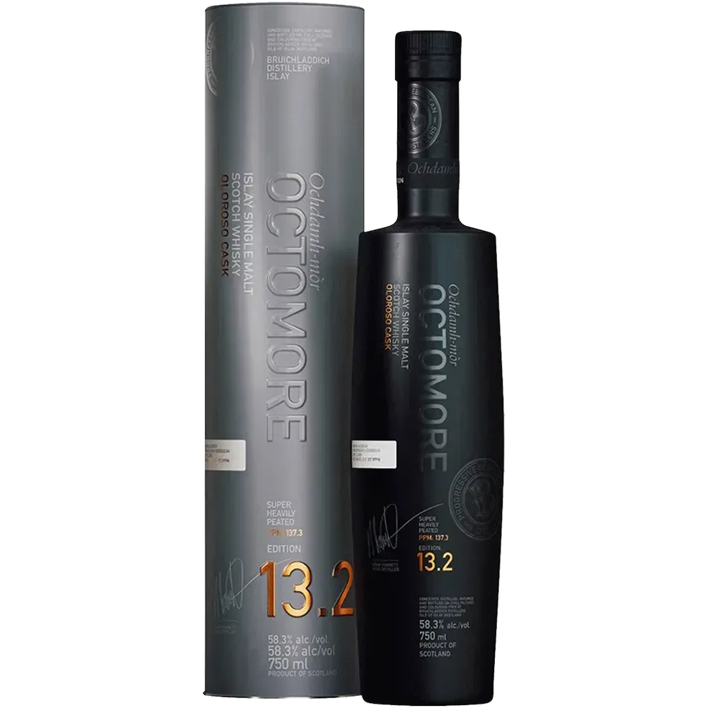 Bruichladdich 5 Year Old Octomore Edition 13.2 Super Heavily Peated Scottish Barley Oloroso Cask Single Malt Scotch Whisky 750ml