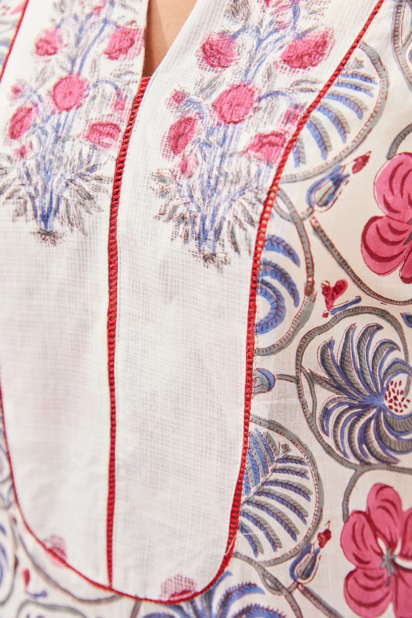 Butidar Hand Block Print Long Straight Kurta