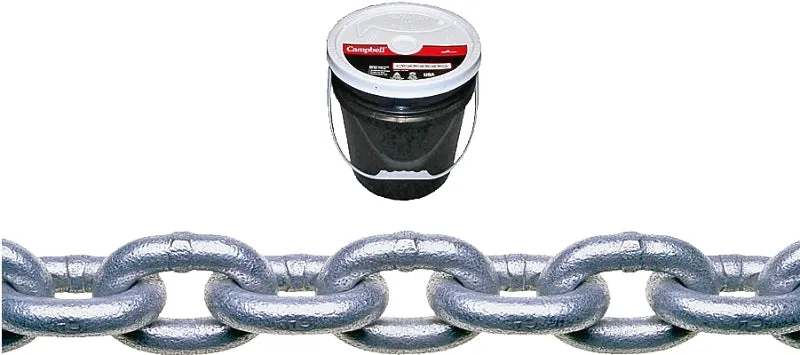Campbell 014-0633 Proof Coil Chain, 3/8 in, 63 ft L, 30 Grade, Steel, Galvanized :PAIL: QUANTITY: 1