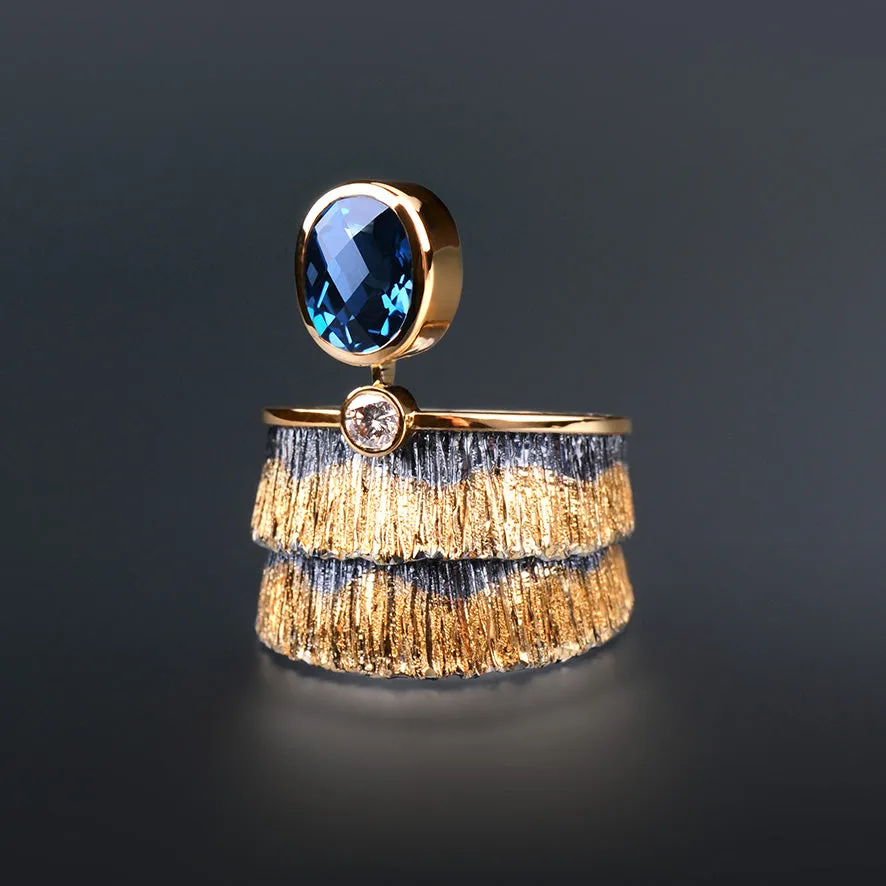 Canyon London Blue Topaz and Diamond Ring by Margisa