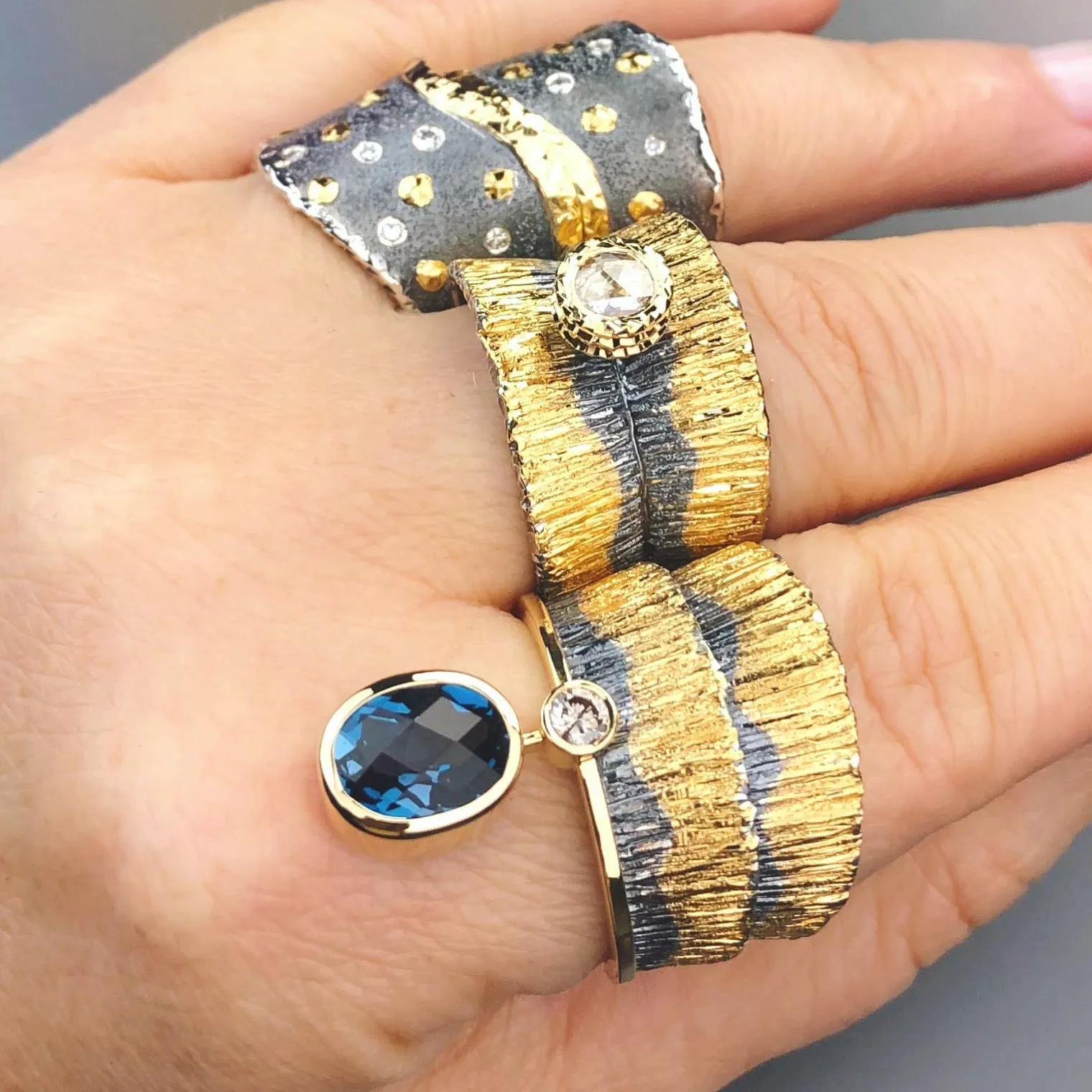 Canyon London Blue Topaz and Diamond Ring by Margisa