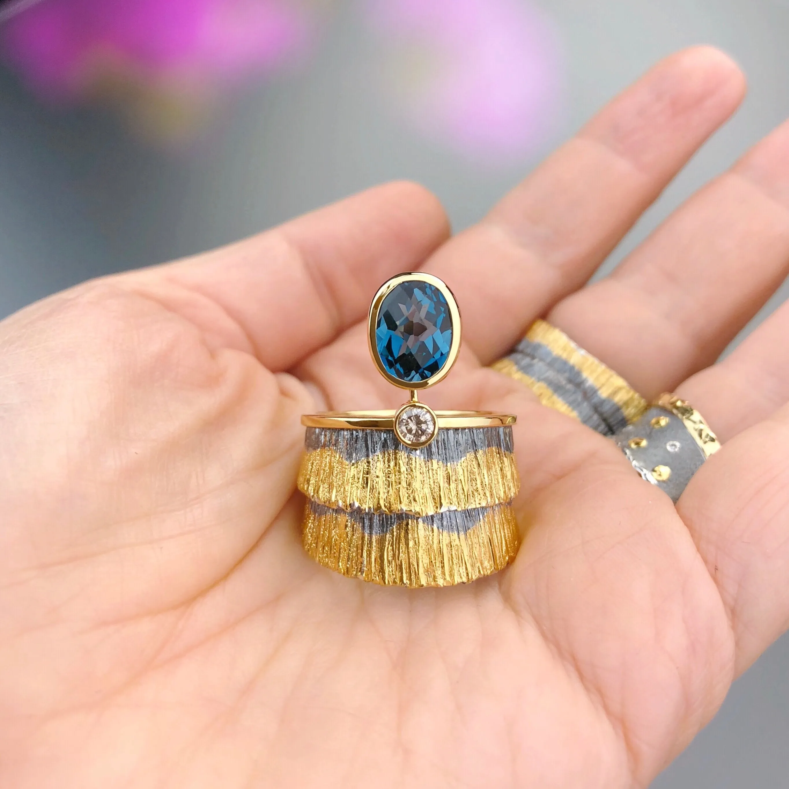 Canyon London Blue Topaz and Diamond Ring by Margisa