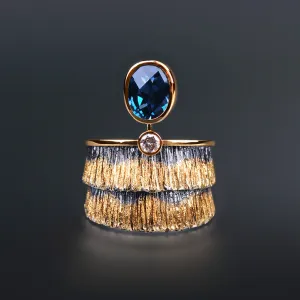 Canyon London Blue Topaz and Diamond Ring by Margisa