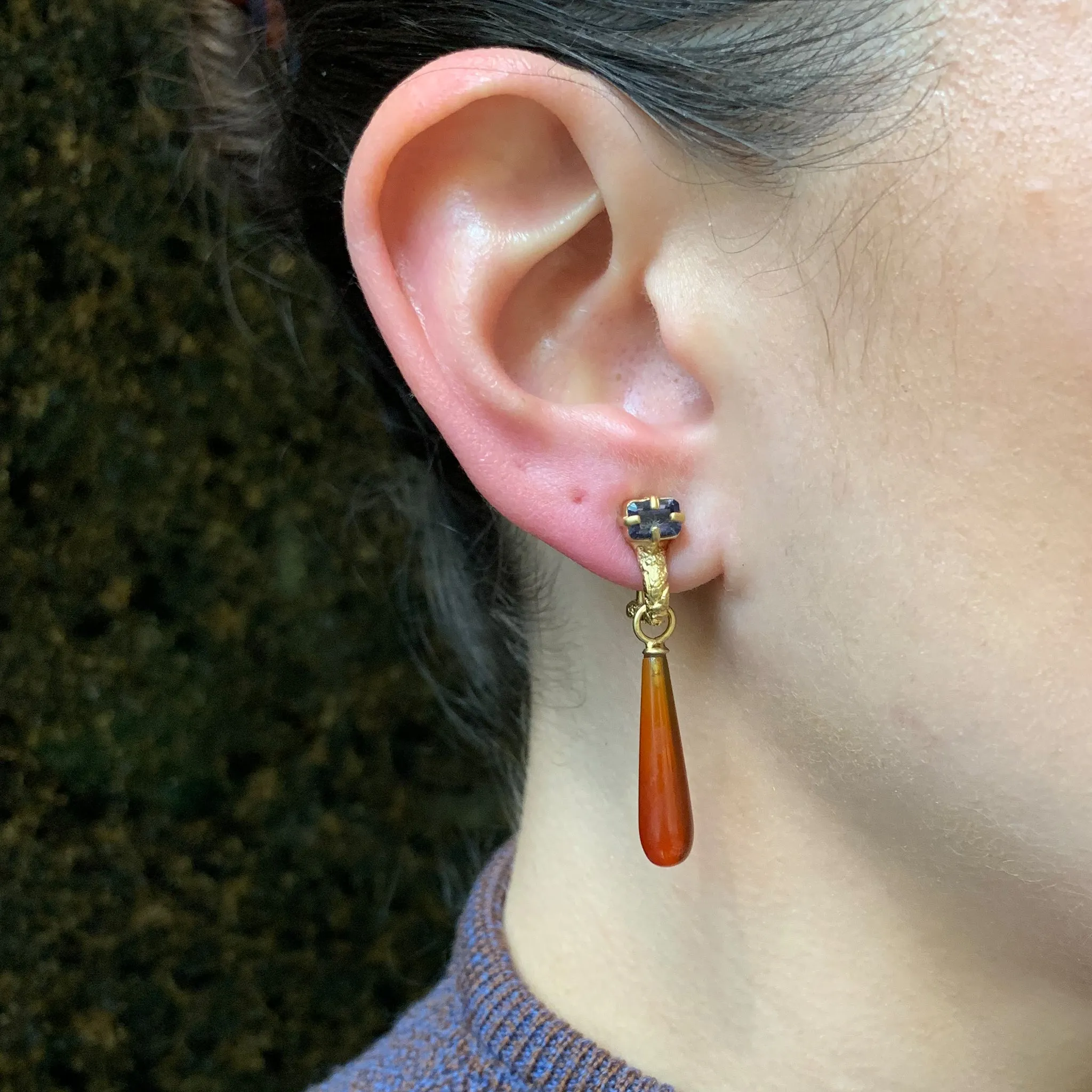 Carnelian Orangutan Imprint Earrings