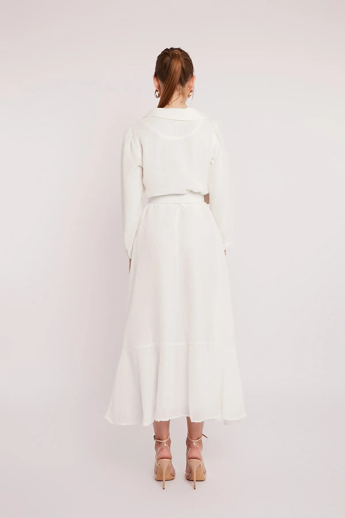 Chic Belted Dress - White
