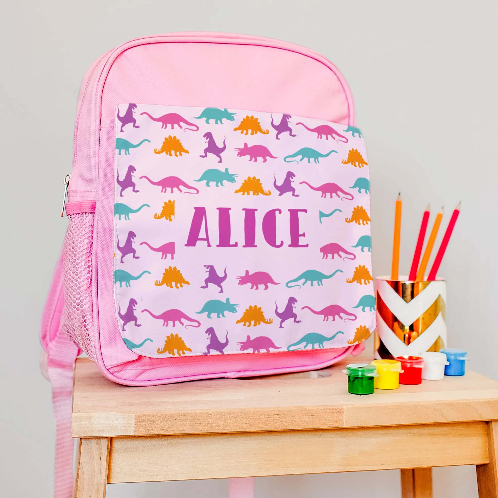 Children's Personalised Dinosaur Pattern Backpack