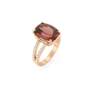 Cinnamon Zircon and Diamond Ring by Yael in 18k Rose Gold