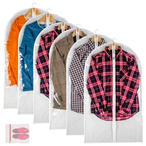 Clear Garment Bag Suit Bags for Closet Storage, Vinyl Garment Bags for Hanging Clothes, Coat Covers for Closet with Zipper and Plastic Garment Bags for Hanging Clothes - 24'' X 40''/6 Pack-12 Pack