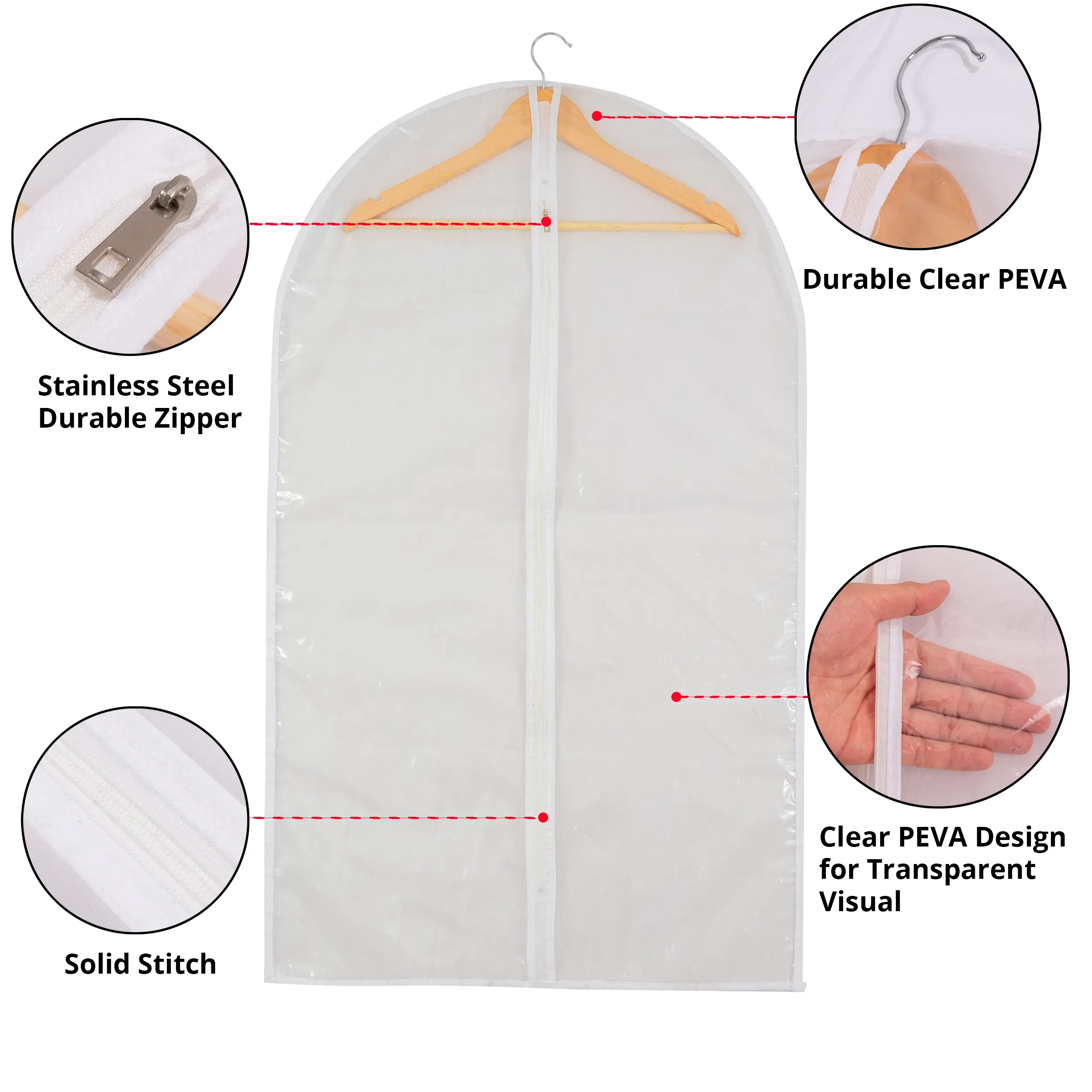 Clear Garment Bag Suit Bags for Closet Storage, Vinyl Garment Bags for Hanging Clothes, Coat Covers for Closet with Zipper and Plastic Garment Bags for Hanging Clothes - 24'' X 40''/6 Pack-12 Pack