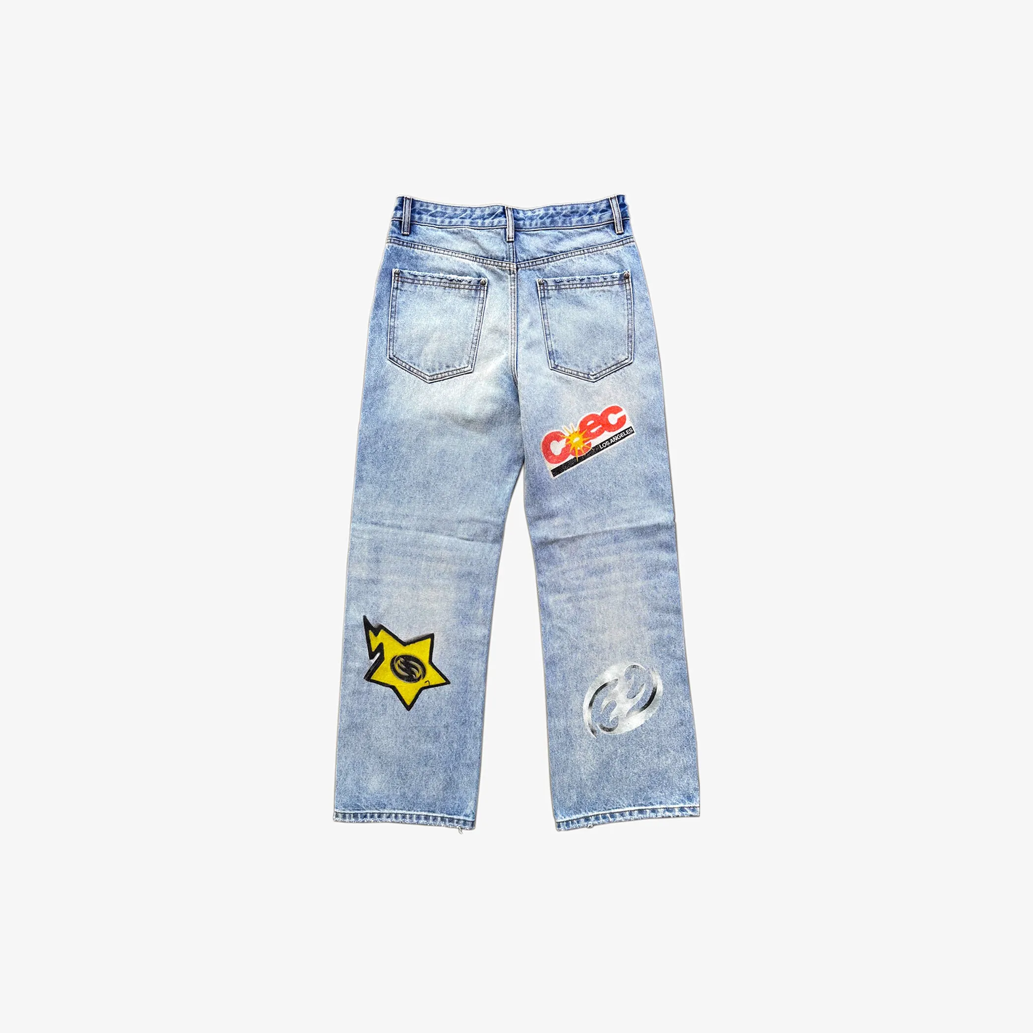 Collage Digital Print Denim Jeans