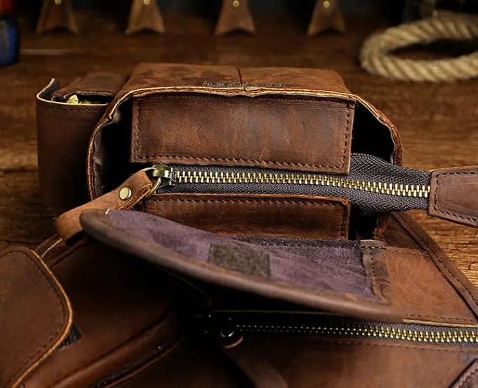 Cool Biker Mens Leather Drop Leg Bag Waist Bag Side Bag Belt Pouch Shoulder Bag for Men