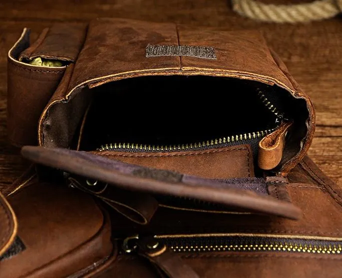 Cool Biker Mens Leather Drop Leg Bag Waist Bag Side Bag Belt Pouch Shoulder Bag for Men