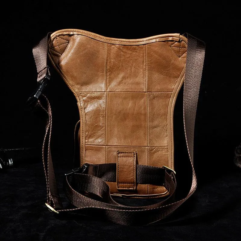 Cool Biker Mens Leather Drop Leg Bag Waist Bag Side Bag Belt Pouch Shoulder Bag for Men