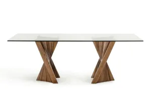 Corbin Modern Walnut & Glass Dining Table