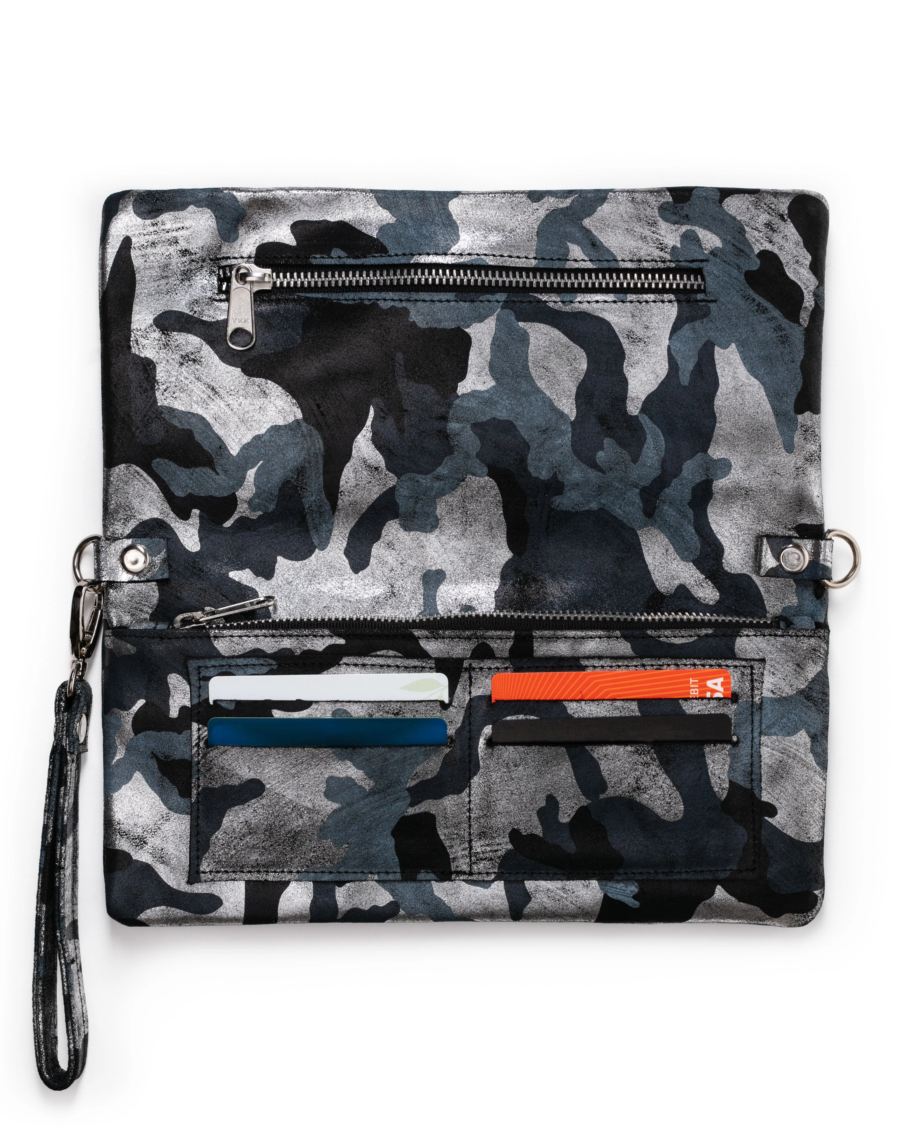 Crystal Crossbody Bag: Black Silver Camouflage